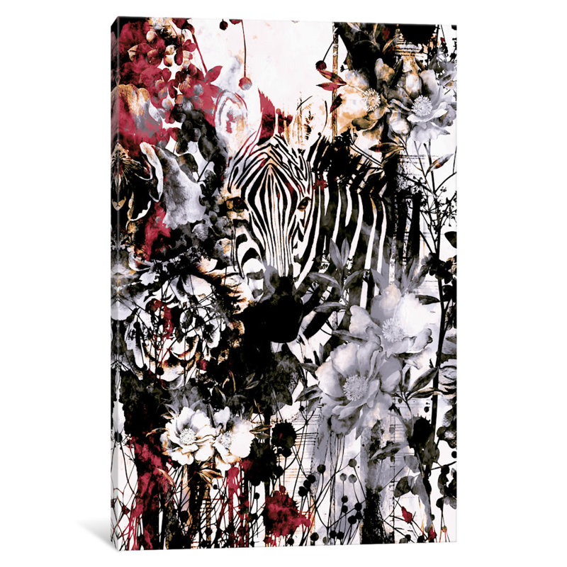 « zèbre », impression sur toile, H 18 po x l 12 po x P 1,5 po, Toile tendue, Pas de tapis