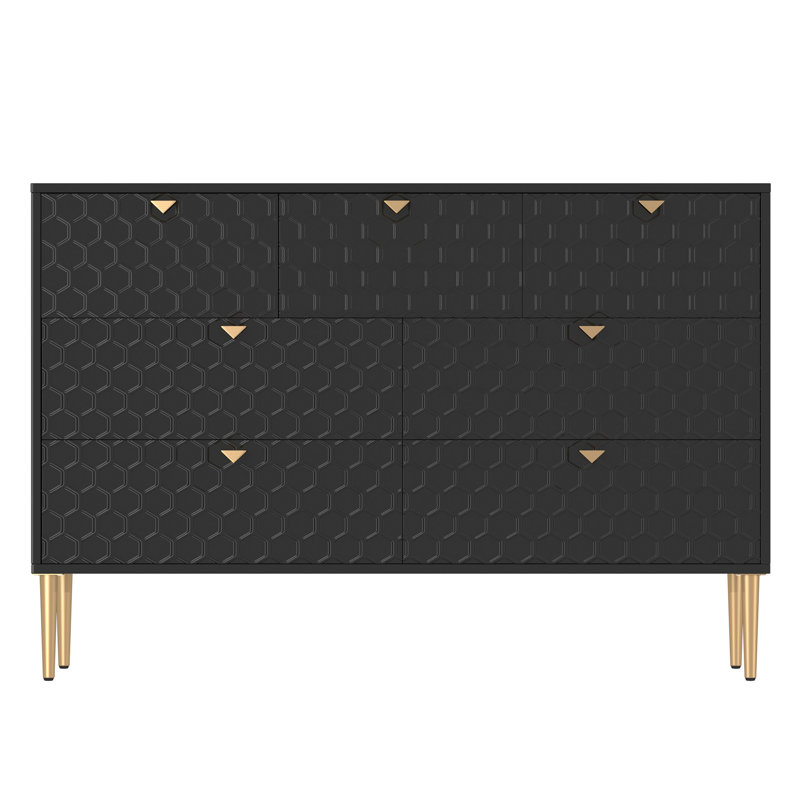 Armoire de rangement moderne à 7 tiroirs: Organisateur en bois massif pour chambre à coucher, Noir