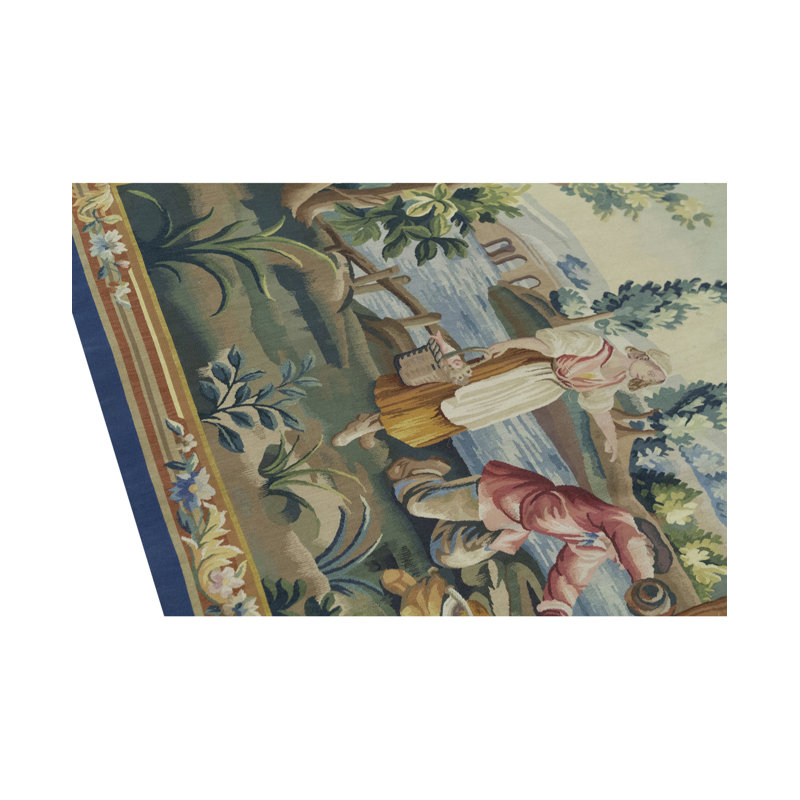 Hand-Knotted High-Quality Blue and Green Area Rug