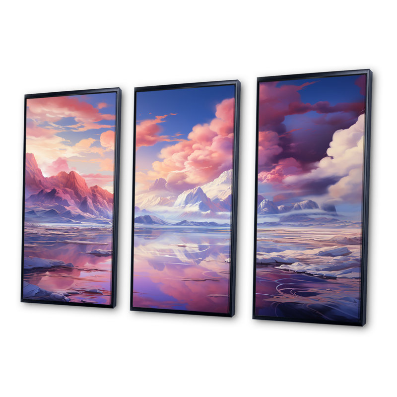Kawaii Landscape Clouds III - Clouds, ensemble d'art sur toile, H 28 po x l 36 po x P 1 po, Cadre flottant noir