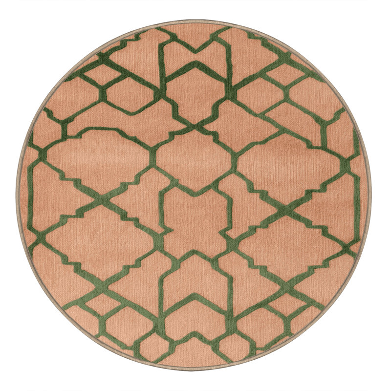 Tapis brun treillis lavable à la machine, Rond 7 pi