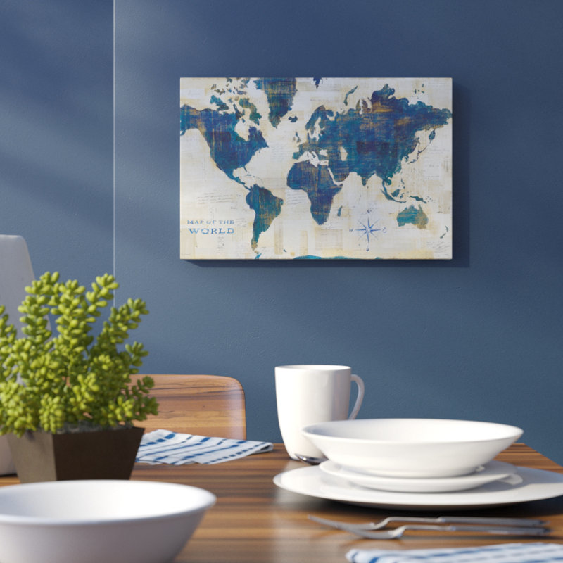 « world map collage », reproduction d’art sur toile tendue, H 24 po x l 36 po x P 2 po