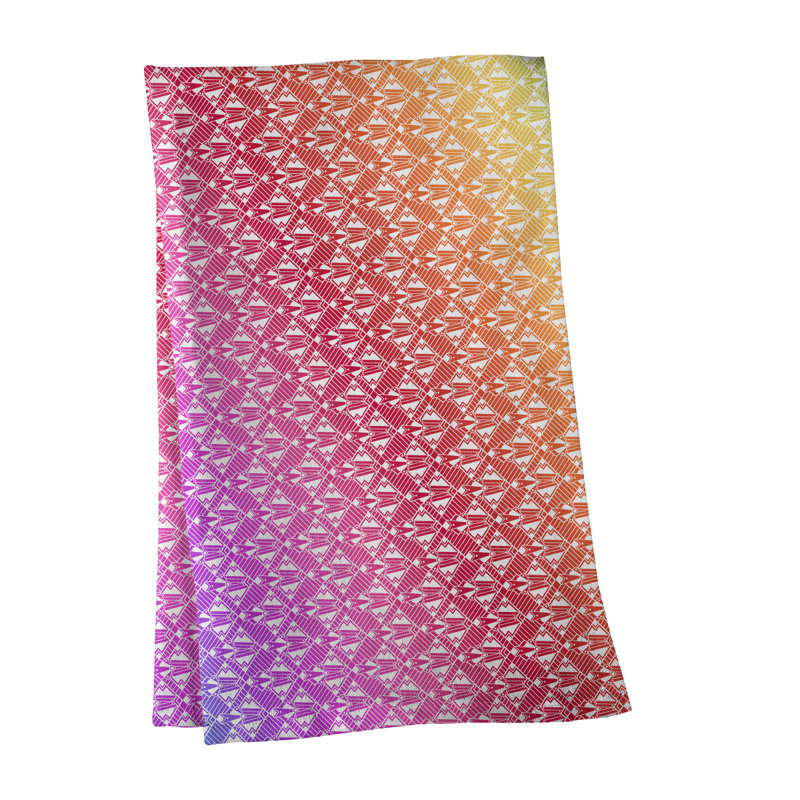 Serviette de thé art déco de substitution, Sergé de coton, Rose / Jaune