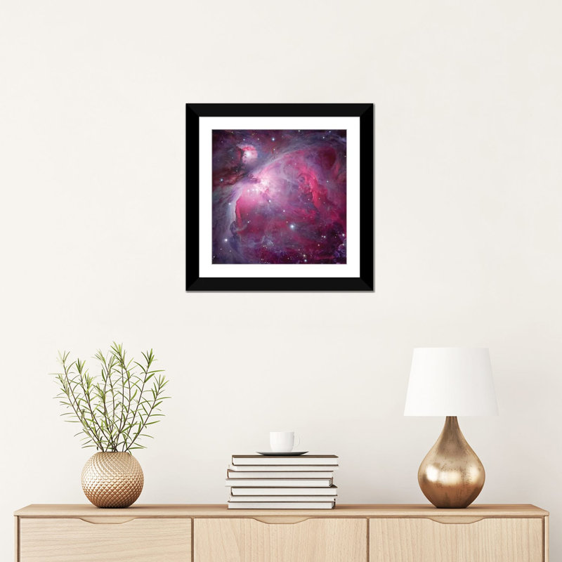 «M42, The Great Nebula in Orion», impression sur toile, H 24 po x l 24 po x P 1 po, Papier beaux-arts encadré noir, Blanc
