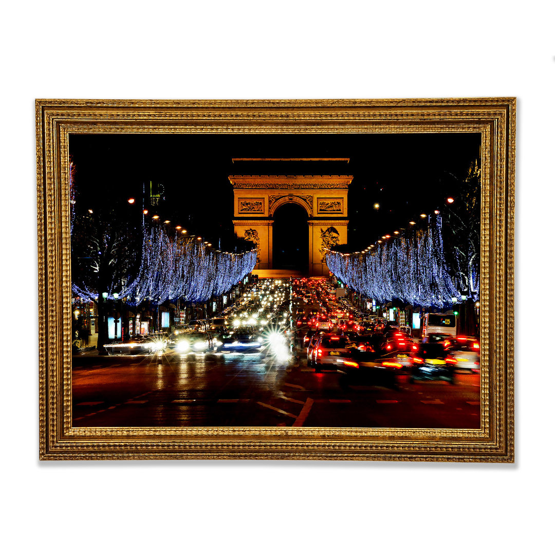 Paris Arc De Triomphe Night Lights - Einzelner Bilderrahmen Kunstdrucke