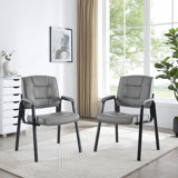 Keymiah Faux Leather Guest Chair with Arms – Ideal for Lobbies, Waiting Rooms Chair, and Reception Chair