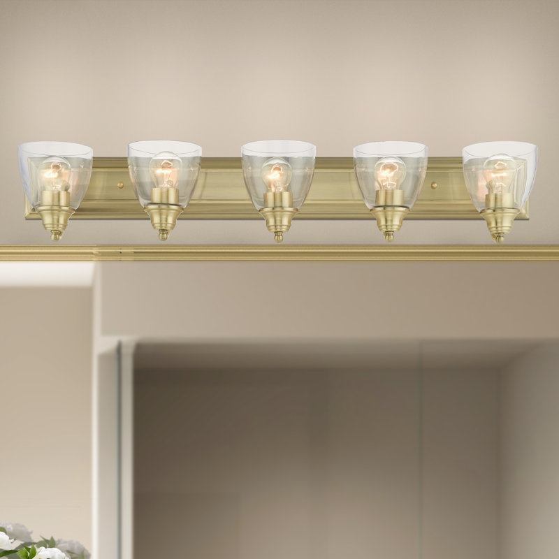 5 - Light Dimmable Vanity Light, Antique Brass