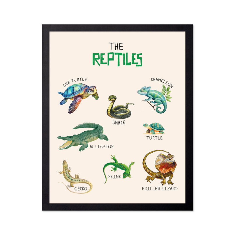 Les reptiles, Black Framed, Poster, 24"H x 32"W