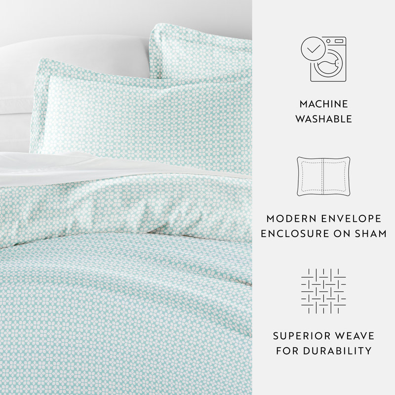 Aqua Blue Microfiber Full/Queen Duvet Cover Set with Pillow Shams