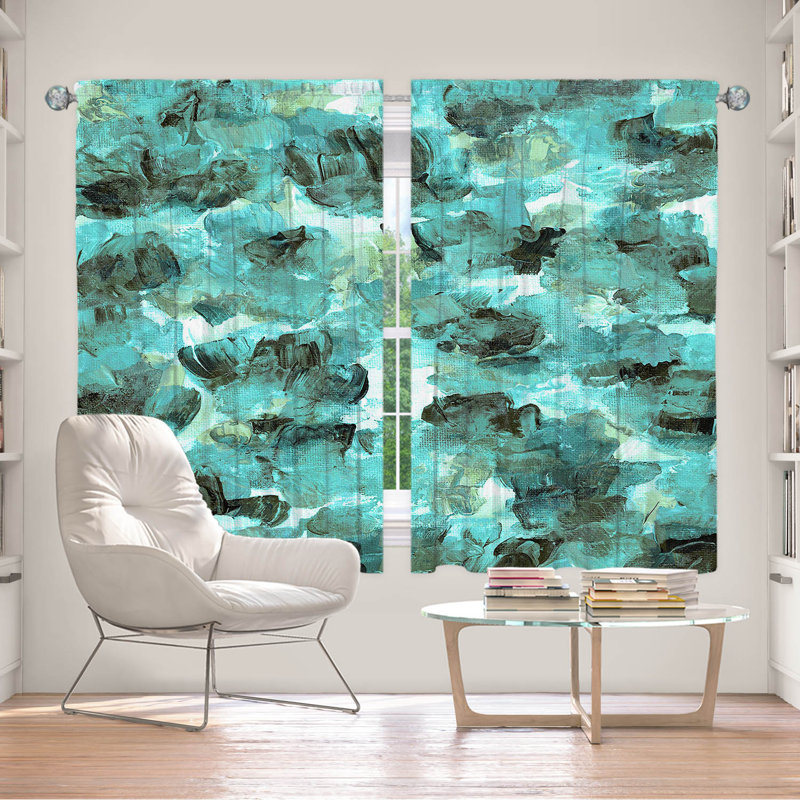 Rideau en polyester, L 56 po x L 78 po, Vert / bleu
