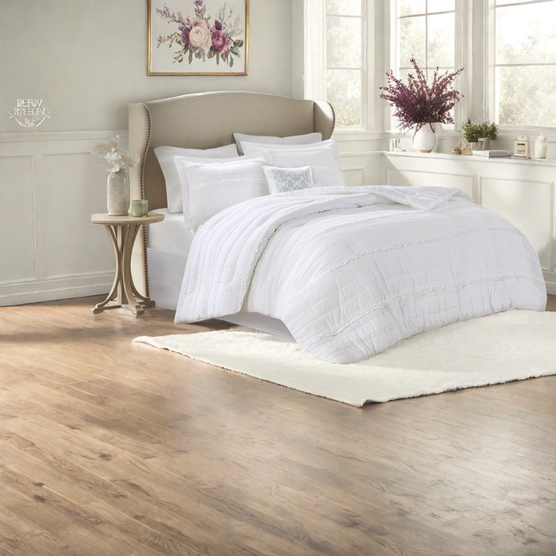Elegant 5 Piece Microfiber Bedding Sets, Ruffled Cal King For Home