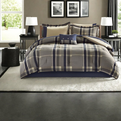 Ensemble complet de literie pour lit simple TG, tissu écossais en polyester, maison de chambre à coucher moderne