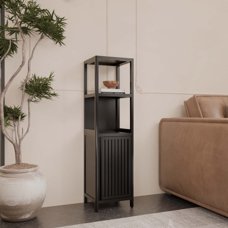 Armoire de rangement en bambou noire de 52 pieds de haut, Noir