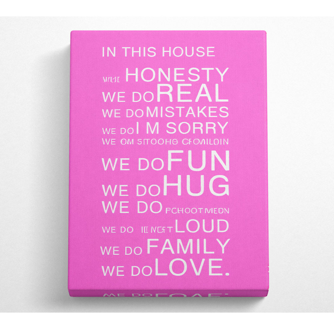 Familienzitat In This House Vivid Pink - Druck