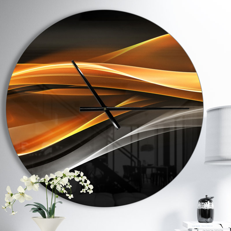 Lignes dorées dorées - Horloge murale moderne, Moyen