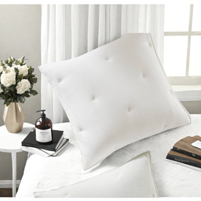 Premium Cotton Gauze Bedding Sets, White Euro Sham With Embroidered Details For Cozy Home Decor