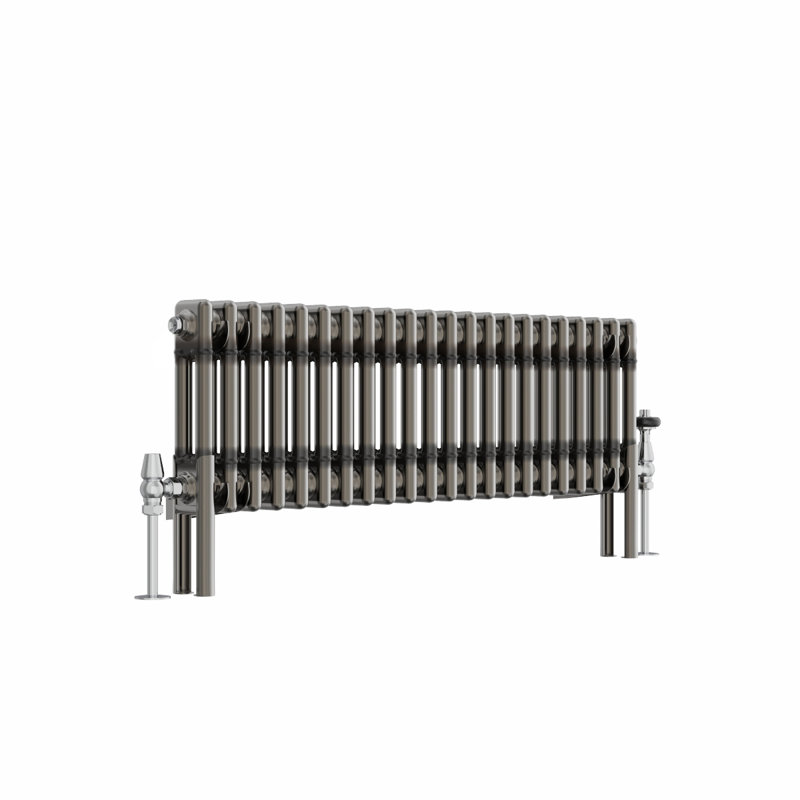 Doe Horizontal Traditional 2 Column Radiator Raw Metal, 300cm H x 1010cm W x 70cm D