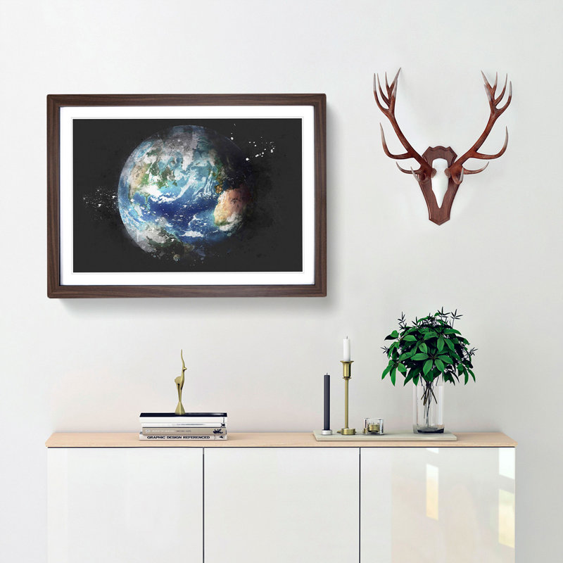 Our Planet Earth - Picture Frame Graphic Art Print, 45cm H x 63cm W x 2cm D, Walnut Framed
