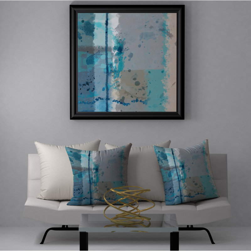 Housse de coussin carrée/insert, 20 po X 20 po, Gris te bleu