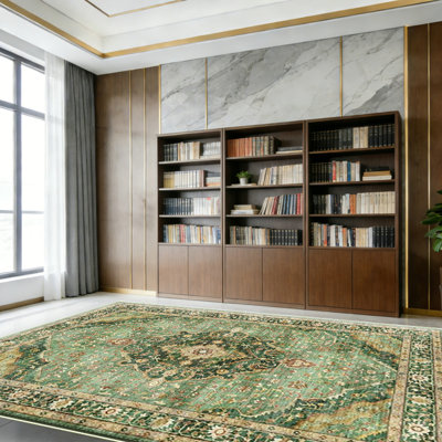 Area Rugs Washable Non-Slip, Floral Vintage Distress Print Pattern Medallion Carpet for Living Room Bedroom Dining Room, Brick Red Rust Neutral Brown Burnt Orange Green