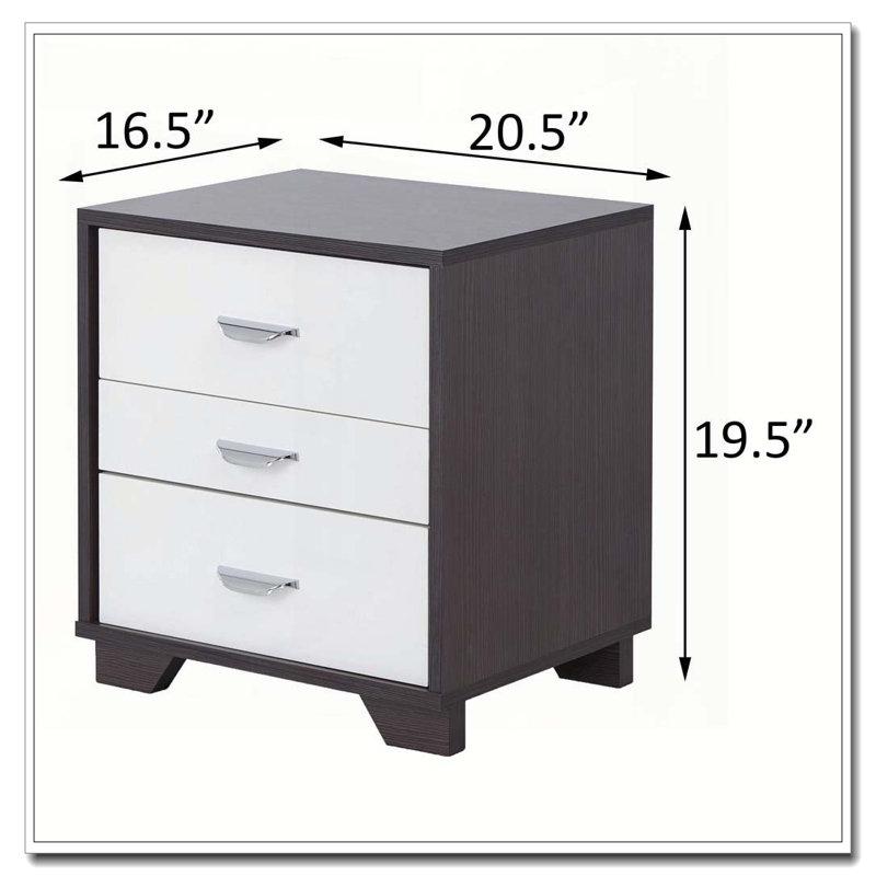 White and Black 3-drawer Rectangular Accent Table