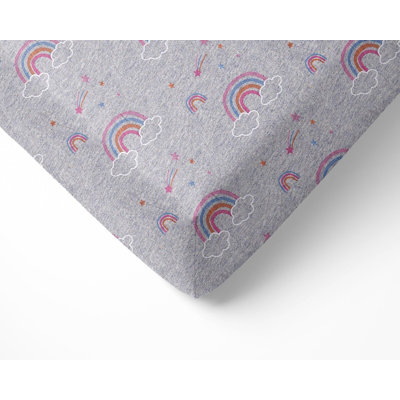 NightComfort 100% Jersey Cotton Knitted Rainbow Cot Bed Fitted Sheet Mattress Cover