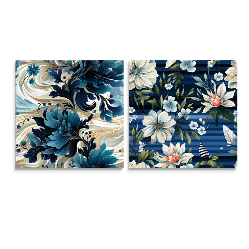Manon - Ensemble de 2 art mural en verre acrylique, H 16 po x l 33 po