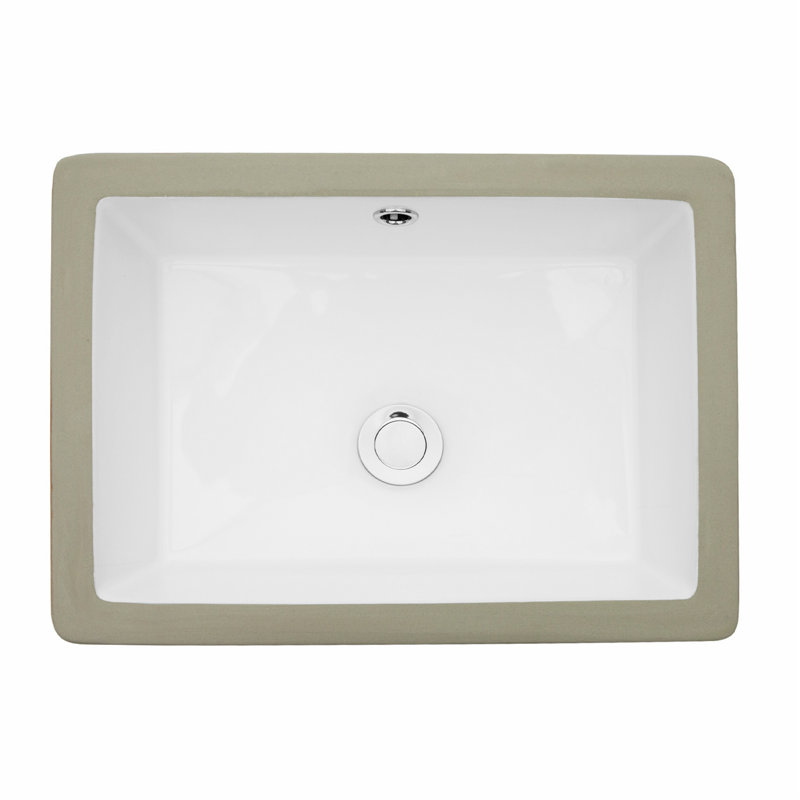 Lavabo de salle de bain rectangulaire en céramique avec trop-plein encastré