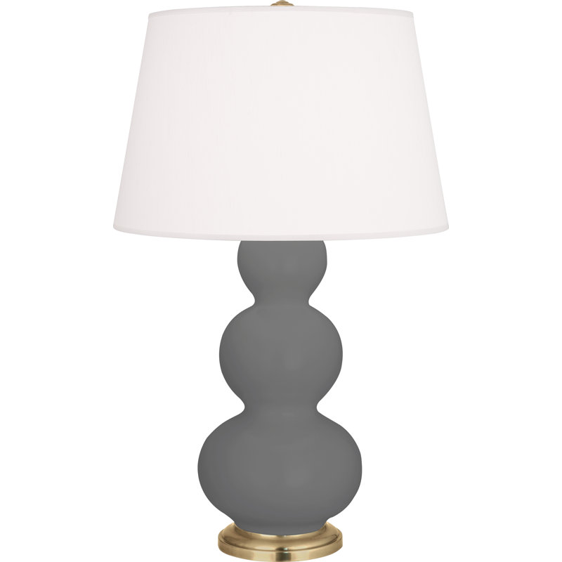 Triple Gourd Table Lamp, Antique Brass, Matte Ash
