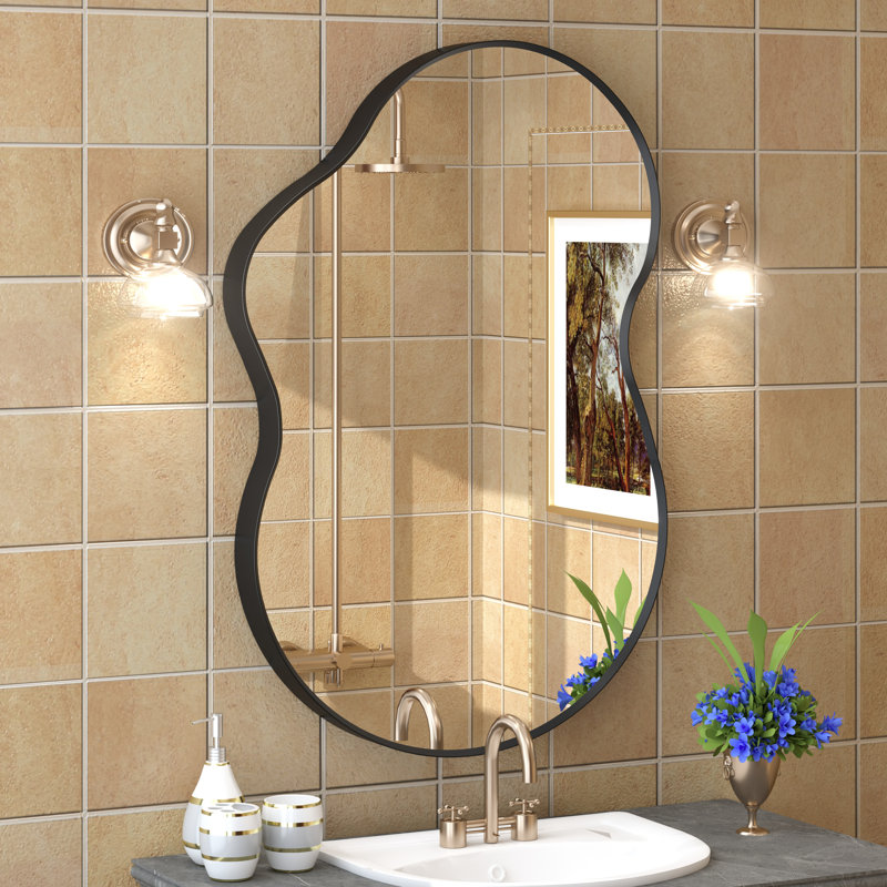 Miroir mural Amara, 36 po x 24 po, Noir mat