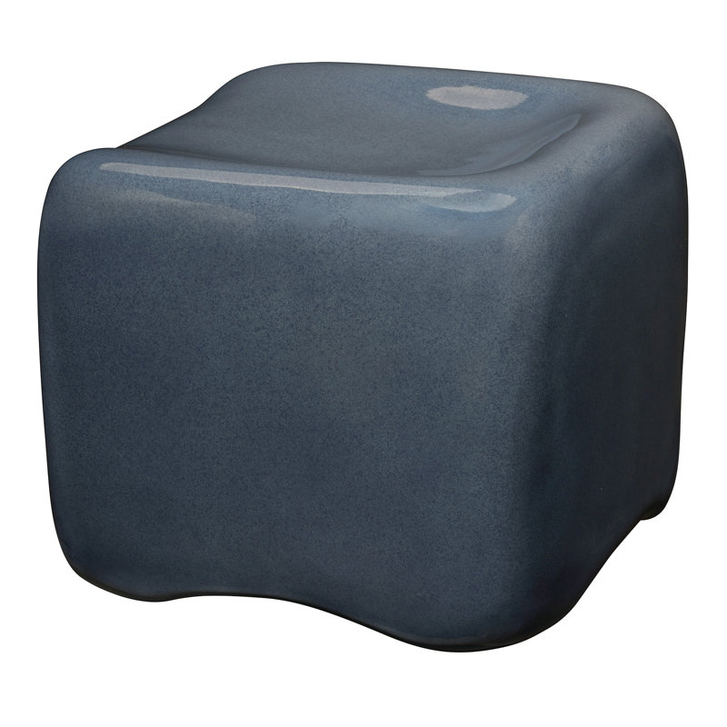 Cushion Concrete Stool, Cream, Navy Blue