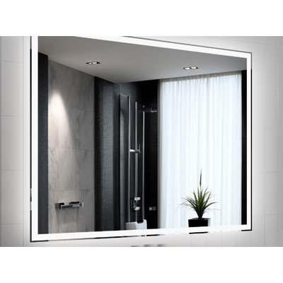 Miroir de salle de bain moderne 60 po x 48 po avec DEL, brouillard, 3 couleurs réglables, fonction de mémoire, capteur tactile, miroir mural de forme 60 po x 48 po, fonction de brouillard, caractère