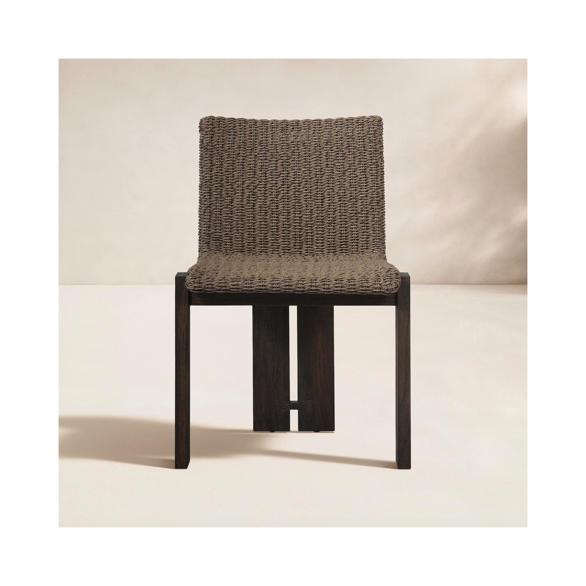 Padme Teak Patio Dining Side Chair, Stained Saddle Brown