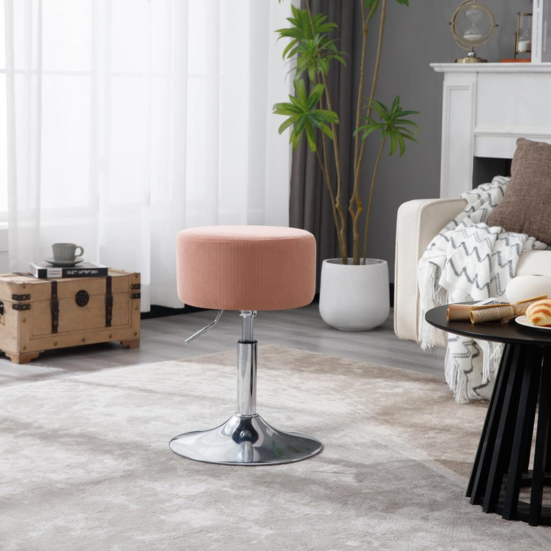 Bausch Swivel Upholstered Adjustable Height Counter Stool with Metal Frame, Pink, 1