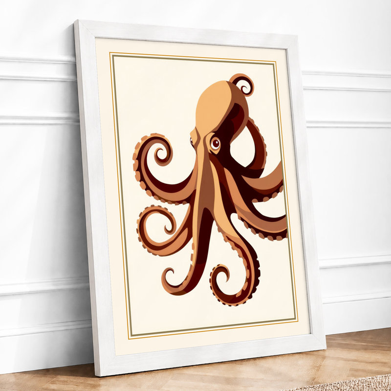 Golden Octopus Botanical - Print, A3 - 42.0 x 29.7 cm, White