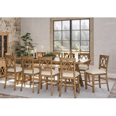 Maxine - Person Extendable Solid Wood Solid Wood Top Trestle Dining Set