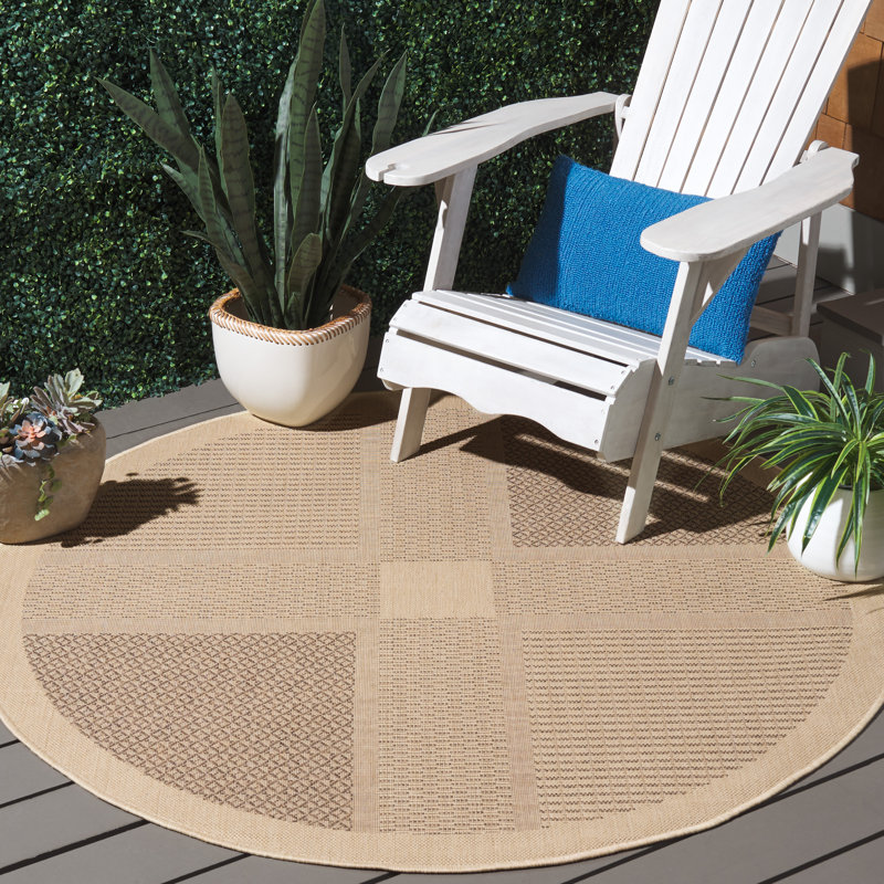 Tapis d'intérieur / extérieur à motif géométrique Dirks Performance, Rond 5 pi 3 po