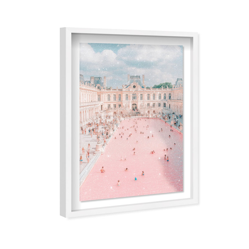 Oliver Gal Pink Pool Pastel - Diamond Dust Shadowbox Framed Wall Art, 47" H x 32" W, White