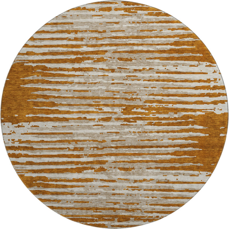 Premium Machine Washable Prisco Paprika Rug, Round 8'
