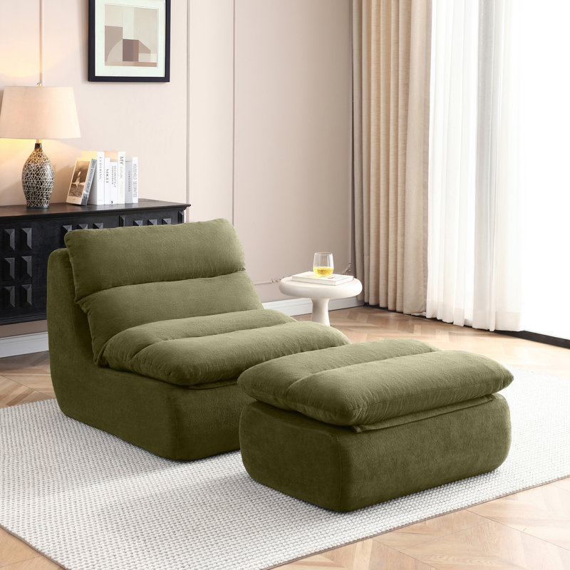 Fauteuil à billes 32 "avec repose-pieds, Coton vert