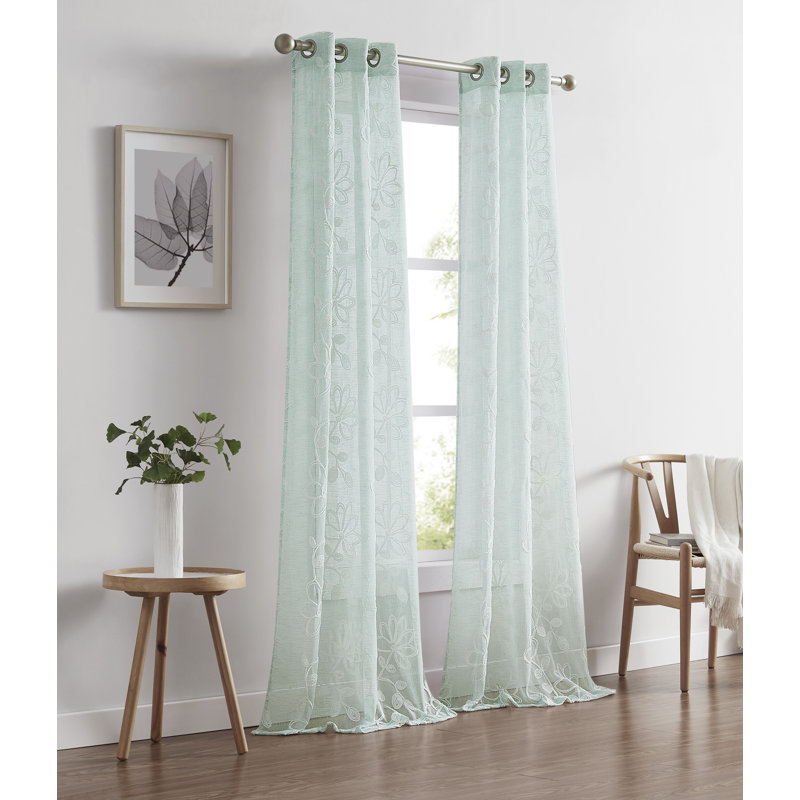 Carston Semi Sheer Curtain Pair, Silver, 38" W x 84" L
