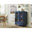 Armoire de service multifonctionnelle rétro bleue avec tiroir spacieux, poignées en bronze et verre brisé, pour glissières de tiroir de cuisine de salon