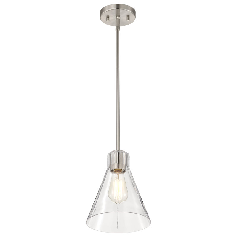 Luminaire suspendu 1 lumière Anine Gianna, Nickel brossé, H 9,5 po x l 8 po x P 8 po