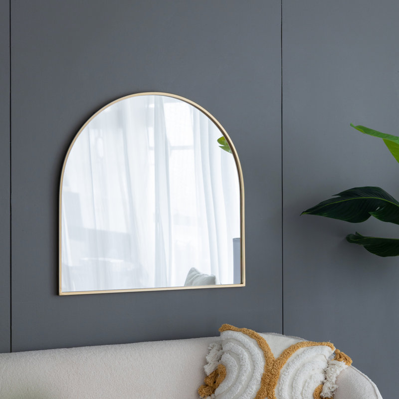 33" X 31"  Arched Decorative Accent Mirror With Iron Gold Frame, Wall Deor For Bathroom, Bedroom, Entryway, Mantel, Mirror