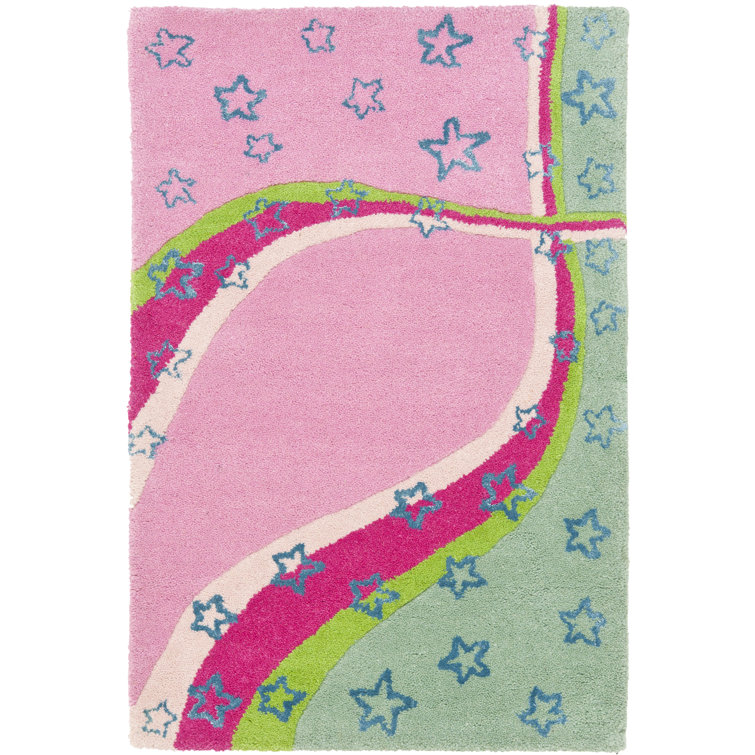 Kruetzen Geometric Handmade Tufted Wool/Cotton Pink Area Rug