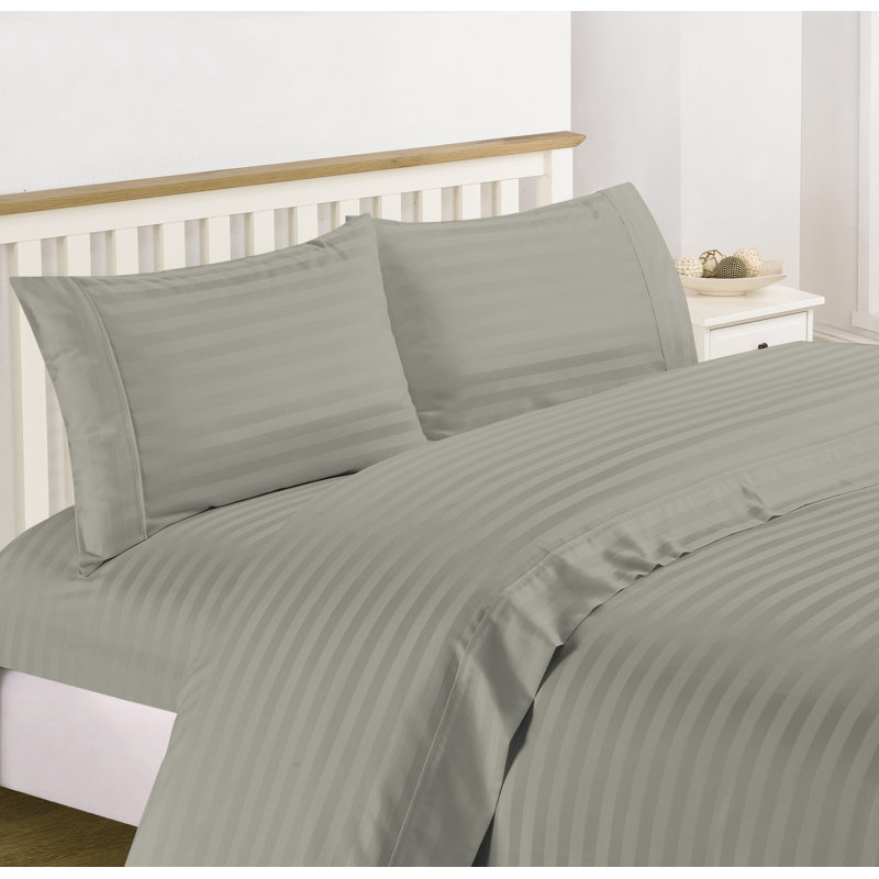 Ensemble de draps en mélange de coton 1200 fils Hampton, Ensemble de draps pour grand lit avec 2 taies d'or, Gris