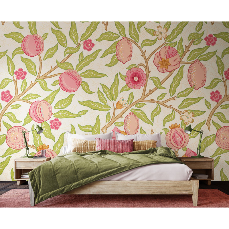 ClassicLiving Fruit And Foliage Matte Roll, 280cm L x 350cm W, Rose/Apple Green