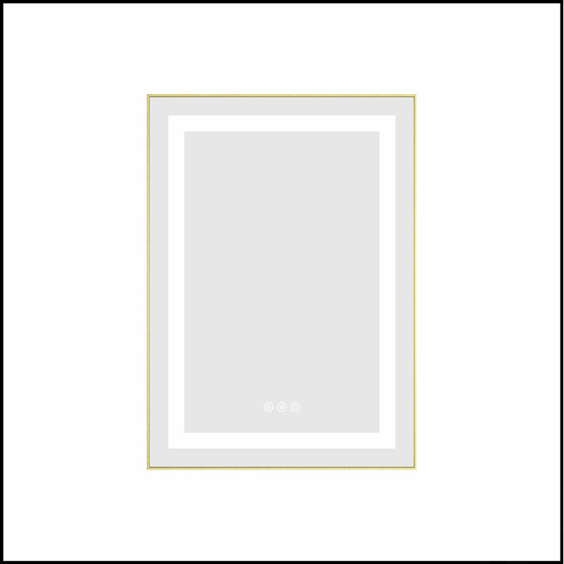 Miroir de salle de bain DEL, Doré, 28 po x 20 po
