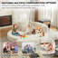 Canapé-lit 78,5 pouces en velours côtelé semi-circulaire 2 en 1, avec coussin pour le cou et cinq coussins décoratifs dans le salon-1205277034