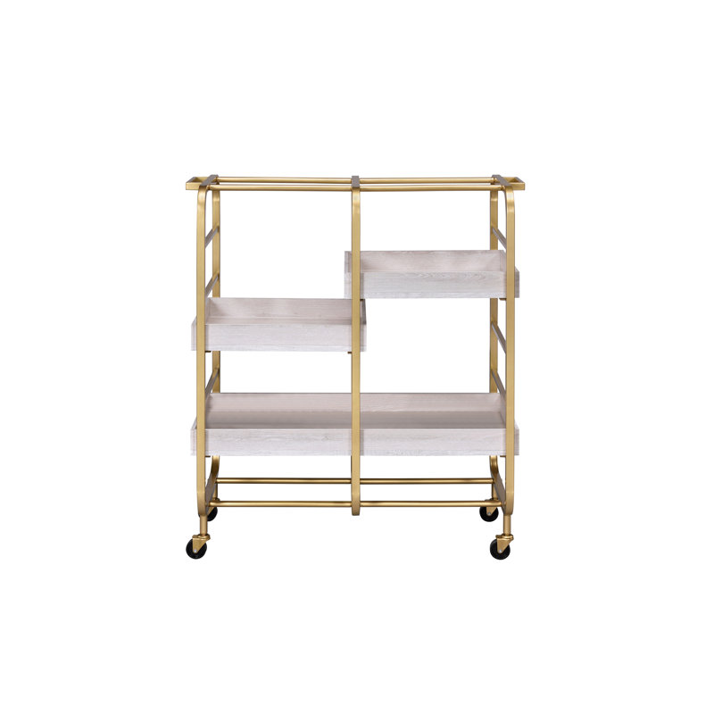 Vorrik Gold & White Washed Finish Serving Cart